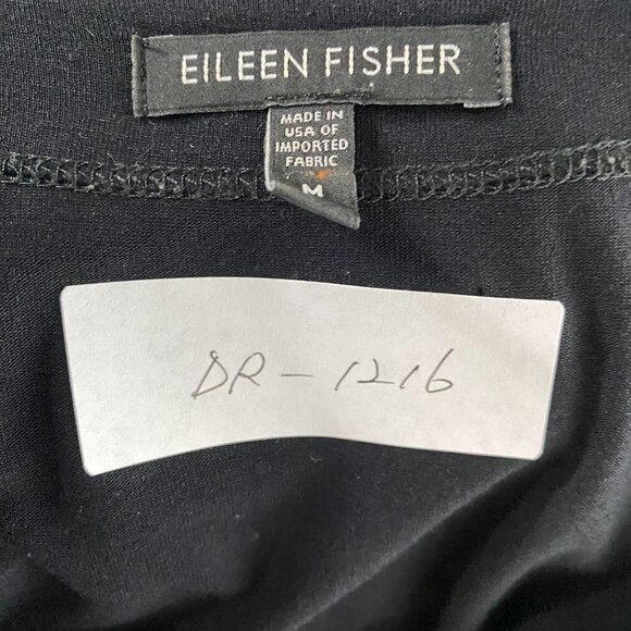Eileen Fisher Dress Women's Medium‎ Black Drape Neck Rayon Blend DR-1216 - Picture 2 of 6